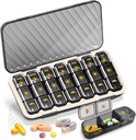 Týdenní Pill Pořadatel 3 krát denně, GloDeals Velké cestovní Pill Box 7 Day, Am Pm Tři denně Pill Pouzdro s odstranitelnou medicínou Kontejner, Držák pilulek pro vitamín, dodatek, rybí olej, černý