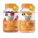Živé železo a vitamín C Děti + Vitamin C Děti, Gummies Bundle - Velký Ochutnávání, Vitamin dodatek, Lepek zdarma, GMO zdarma, Žvýkací žlab