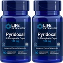 Life Extension Pyridoxal- 5 '-Fosfát Caps P5P 100 mg, 90 Veg Kapsle (Balení po 2) - Advanced Vitamin B6 Dodatek
