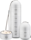 Zannaki Metal Moisture Proof Weekly Pill Organizátor, Stackable Aluminium Alloy BPA Bezplatné cestování 7 den Pill Box Pouzdro vodotěsné a velké kompartment držet pilulky, vitamíny, rybí olej, doplňky