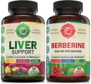 Jaterní čištění Detox Repair Formule a Premium Berberine Bundle (jedna láhev každý). Podporuje zdraví jater, kardiovaskulární zdraví, Energy Boost, Metabolické funkce. USA Made.