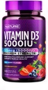 Postaven přírodou Žvýkací vitamín D3 5000 IU - Vitamin D Doplatek Chews - Cukr zdarma & Přírodní Berry Flavor - 60 Tablet