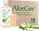 AloeCure USDA Organic Aloe Vera Juice Made without 12 hrs of Harvest - Čisté Aloe Juice Natural Digestion Doplněk k podpoře stravovací, imunitní systém a vyvážená kyselina žaludku, 18 x 500ml Lahvičky