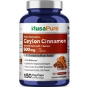 NusaPure Ceylon Cinnamon20: 1 Extract, 500 mg Ekvivalentní s 10 000 mg per Caps CARL 124; 150 Veggie Capsules CARL 124; Non- GMO, Vegan s bioperinem