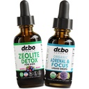 Zeolit Detox & Adrenal Focus Support - Clinoptilolit Zeolite pro děti a dospělé kapalné kapky s vitaminy B12 & D - Organic Adrenal and Focus for Calm Natural Brain, Paměť Únava Stress Pozor