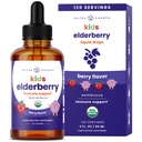 NutraChamps Black Elderberry for Kids Liquid Drops, 10: 1 Extract Sambucus Elderberry Syrup for Kids, Sugar- Free European Elderberry Drops Berry Flavor, Imunitní podpora, 4 Měsíční dodávky