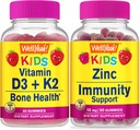 WellYeah Vitamin D3 + K2 Děti + Zinkové děti 15mg, Gummies Bundle - Great Toasting, Vitamin dodatek, gluten zdarma, GMO zdarma, Žvýkací žlab