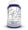 Nootropics Depot Vitamin D3 + K2 s vitaminem C Tablety IR 124; 60 Počet IR 124; Cholekalciferol + Menachinone-4 (MK-4) IR 124; Mood, & Bone Health IR 124; Zdravá absorpce vápníku