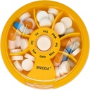 INVODA Weekly Pill Organizátor 7 Kompartment Rotating Pill Box for Daily Medication & Vitamíny - Přenosné cestovní Pill Pouzdro Rybí olejové doplňky Vitamíny Organizátor (Orange)
