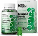 Wild & Organic String Nettle Root Gummies 7500mg - Příplatek na podporu močových cest pro muže a ženy se štípající Nettle Root Extract - 60 Vegan, Non- GMO Gummies