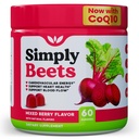Řepné gumy s CoQ10-Oxid dusnatý a energetický podklad Non- GMO Beetroot Powder & Grape Seed Extract- Natural Mixs Berry Flavor-60 Count