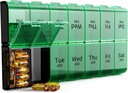 Extra Velký Pořadatel pilulek 2 krát denně, XL 7 den Pill Box AM PM, Jumbo Týdenní Pouzdro Pill, Pořadatel denní noci nadrozměrného lékařství, Držák vitamínu, Velký kontejner na pilulky, Dvakrát denně Pořadatel pilulky