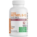 Bronson Methyl B12 5000 mcg Vitamin B12 Methylkobalamin Energy & Brain Support, 180 Lozengů