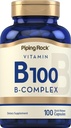 Piping Rock Vitamin B- 100 Complex CLAS124; 100 Kapsle CLAS124; Vitaminy B12, B1, B2, B6 CLAS124; Non- GMO, gluten zdarma dodatek