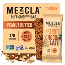 Mezcla Puff Crispy Protein Bars, Gluten Free & Vegan Protein Bars, 10g Protein, Alt for Crispy Rice Treat, Granola Bars & Breakfast Bary, Zdravé svačiny pro dospělé, arašídové máslo čokoláda, 12 Pack