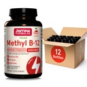Jarrow Applicas Maximální síla methyl B-12 5000 mcg, Dietní dodatek pro výrobu celulární energie a Brain Health Support, 60 Cherry- ochucené žvýkací tablety, 60 denní dodávky, balení 12