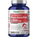 NusaPure Myo-Inositol 2800mg, 200 kapslí, dodatek extra síly, Non- GMO