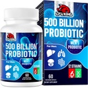 Probiotika pro muže, 500 miliard CFU & 12 Mens Probiotika pro stravitelné zdraví + 4 Organic Prebiotic Fiber, pro stravovací, Gut, Imunitní zdraví, Bloating, Gas, Energy Support, Stable - 60 Kapsle