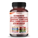 Berberine Skořice Jablečný Cider Ocet Kurkuma - Celkově Wellness Support- Made in USA
