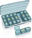 Pill Organizátor 3 krát denně, 7 den Pill Box - Acedada Týdenní cestovní Pill Kontejner, Velká medicína Dipenser Vitamíny Pouzdro Pořadatel, modrá