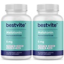 BESTVITE Melatonin 6 mg (240 Vegetariánských kapslí) (120 x 2) - No Stearates - Vegan - Non GMO - gluten bez