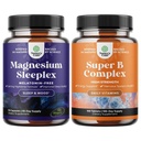 Svazek vysoké absorpce hořčík Spánkový dodatek - Melatonin- Volný klid hořčík pro spánek a vitamin B Komplex dospělých Multivitamin pro imunitní podporu Mood Boost a doplněk paměti