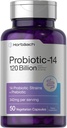 Horbäach Probiotika 120 Milionů CFU 124; 14 Strains with Prebiotics CF124; pro ženy a muže 124; 50 Kapsle 124; Vegetariánské, Non- GMO & Gluten zdarma dodatek