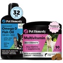 Omega 3 Fish Oil & Multivitamin Max Strength Bundle: Wild Chycen Omega 3 dodatek & 15-in-1 Dog Vitamíny pro pleť, kabát, a zdraví (32oz)