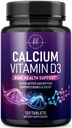 Doplněk k vápníku 1200 mg - s vitaminem D3 pro nejlepší absorpci - podporuje imunitní zdraví, kosti a zuby - Přírodní uhličitan vápenatý + 1600 IU D3 - Lahvička v USA pro ženy a muže - 120 tablet