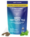 Blue Stork muži plodnost Čaj: Organic plodnost doplňky pro muže, Zelený čaj, Maca Root, a Ginkgo Biloba pro mužské reprodukční zdraví, Mint, 15 Sachets