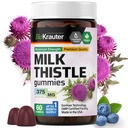 BIO KRAUTER Mléko Thistle Játra Detox Gummies - 1500 mg Síla - 60 Žvýkačky - Silymarin Mléko Thisle Dodatek - Vegan Gelatine-free Formule