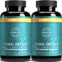 Primal Harvest Omega 3 Rybí olej doplňky, 30 Doručování měkké gely kapsle w / 1000mg EPA + DHA doplňky, No Fishy Burps Non- GMO Omega 3 mastné kyseliny, 2 balení