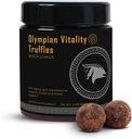 Olympian Vitality Truffles current 124; Natural Gut Health Dessert & Gut Detox Supplement + Sleep Support current 124; Humic & Fulvic Acid Organic Pure Cacao & Date current 124; Non GMO & Organic cut 124; Spartan Bee Bread Brand