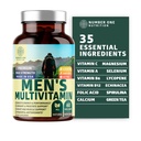 Number One Nutrition Premium Men 's Daily Multivitamin Multimineral Supplement [gluten Free, Non- GMO], Vitamíny A C E D B1 B2 B3 B5 B6 B12, Magnesium, Biotin, Sprulina, a zinek, 60 Veg Caps