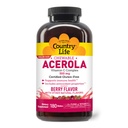 Country Life Acerola Vitamin C Complex, 500mg, Žvýkací Berry Ochucené Wafers, Podporuje imunitní zdraví, 180 Wafers, Certified gluten Free by GFCO, Certified Vegan by AVA