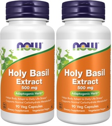 NOW Supplements, Holy Basil Extract 500 mg (Holy Basil is a Sacred Plant in Ayurveda), 90 Veg Capsules (Pack of 2)