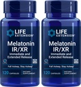 Life Extension Melatonin IR / XR, 120 Kapsle (Balení po 2) - Okamžitý & Extended-Release for 7 hours support - Night Time Supplement - Pobyt Asleep All Night Long - Non- GMO, gluten- zdarma