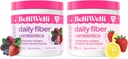 Belli Welli Daily Fiber Supplement Bundle s kolagenem, probiotika a elektrolyty - Strawberry Lemonade & Wild Berry Flavors - Podporuje Digestion, Gut Balance, & Defloating - 32 Služeb