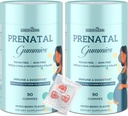 Prenatální gumy Sugar Free 180 Počet - Organics Prenatal Vitamíny pro ženy s folátem, DHA & Probiotika - Železo zdarma Prenatální vitamínové gumy pro imunitní a stravitelné - 2 Lahvičky