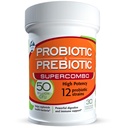 50 Miliardy CFU Prebiotic a Probiotický doplněk pro ženy a muže, 12 Strains pro denní imunitní podporu a stravovací zdraví, 30 Veggie Kapsle, Nechlazený High Potency Probiotika