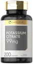 Carlyle kalium Citrát dodatek 124; 99mg citrát 124; 200 kapslí 124; Non- GMO a gluten zdarma