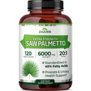 Zazzee Extra Pevnost Saw Palmetto 20: 1 Extract, 6000 mg Síla, 40% mastné kyseliny, 120 Vegan Kapsle, 4 Měsíční dodávky, Koncentrované a standardizované 20X Extract, Non- GMO, All- Natural, Made in the USA