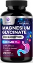 Glycinát hořečnatý 500 mg Kapsle - Čisté a Chelatované pro Max Absorpce - Podporuje svalové, nervové a srdeční zdraví, Podpora spánku - Nejlepší doplněk hořčíku pilulky pro podporu celého těla - 120 Kapsle