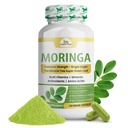 Organic Veda Moringa Leaf Kapsle 1000mg, 120 Počet - Pure Raw Moringa Oleifera Powder All Leaves Green Super Food Supplement - Posiluje energii, zdraví, wellbeing a antioxidanty bohaté