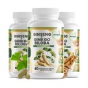 GreeNatr Ginko Biloba & Panax Ginseng Supplement - Červený Ginseng Brain Supplement for Memory and Focus - Ginkgo Biloba doplňky pro dobrou vizi, imunitní systém a lepší krevní tok - 3 láhve