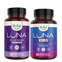 Nested Naturals Sleep Aid Bundle 124; Luna Adult & Luna Kids Sleep Aid with Natural Ingredients (Melatonin, Heřmánek, Valerian) for Deep Sleep and Relaxation (120 Count)
