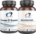 Design pro zdraví Vitamin D Supreme + Inflammaton Bundle - Vitamin D3 5000 IU + 2000mcg Vitamin K s enzymem Botanická směs na podporu zdravé zánětlivé odpovědi - 2 Produkty