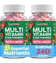 YUM-V 's Kids Multivitamin s železem - Děti žvýkací Multivitamin - Vitamíny + Železný dodatek - Taddler Vitamíny pro 2 roky starý +, Kosher, Halal, gluten zdarma 120 (balení po 2