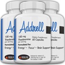 Addrell Energy Stimulant Pills - Studijní dodatek Alternativní pilulka, Přírodní nootropické doplňky & Kognitivní Enhancer Substitut pro zvýšení duševní jasnosti pro ženy & Men- 180 Kapsle