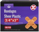 Lepicí bandáž - Krabice se 100 3 / 4 "Flexibilní plášťové plastové obvazy pro kusy, škrabky, Burns - Latex Free, sterilní malé obvazy